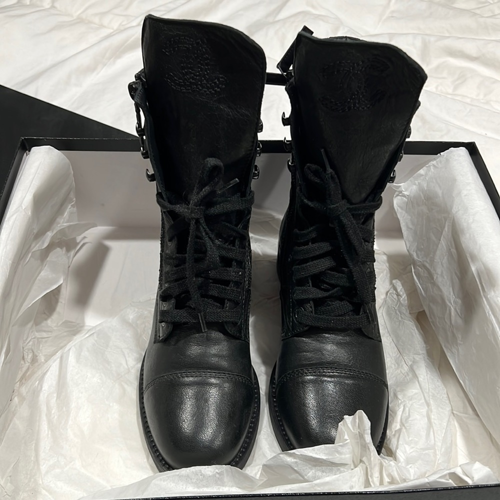 Chanel Leather Combat Boots